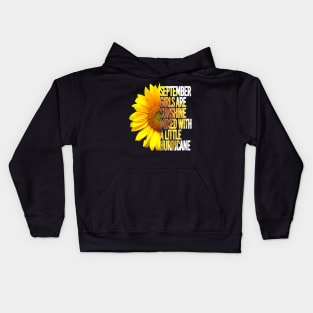 September Girls Are Sunshine Mixed Hurricane Sunflower Kids Hoodie